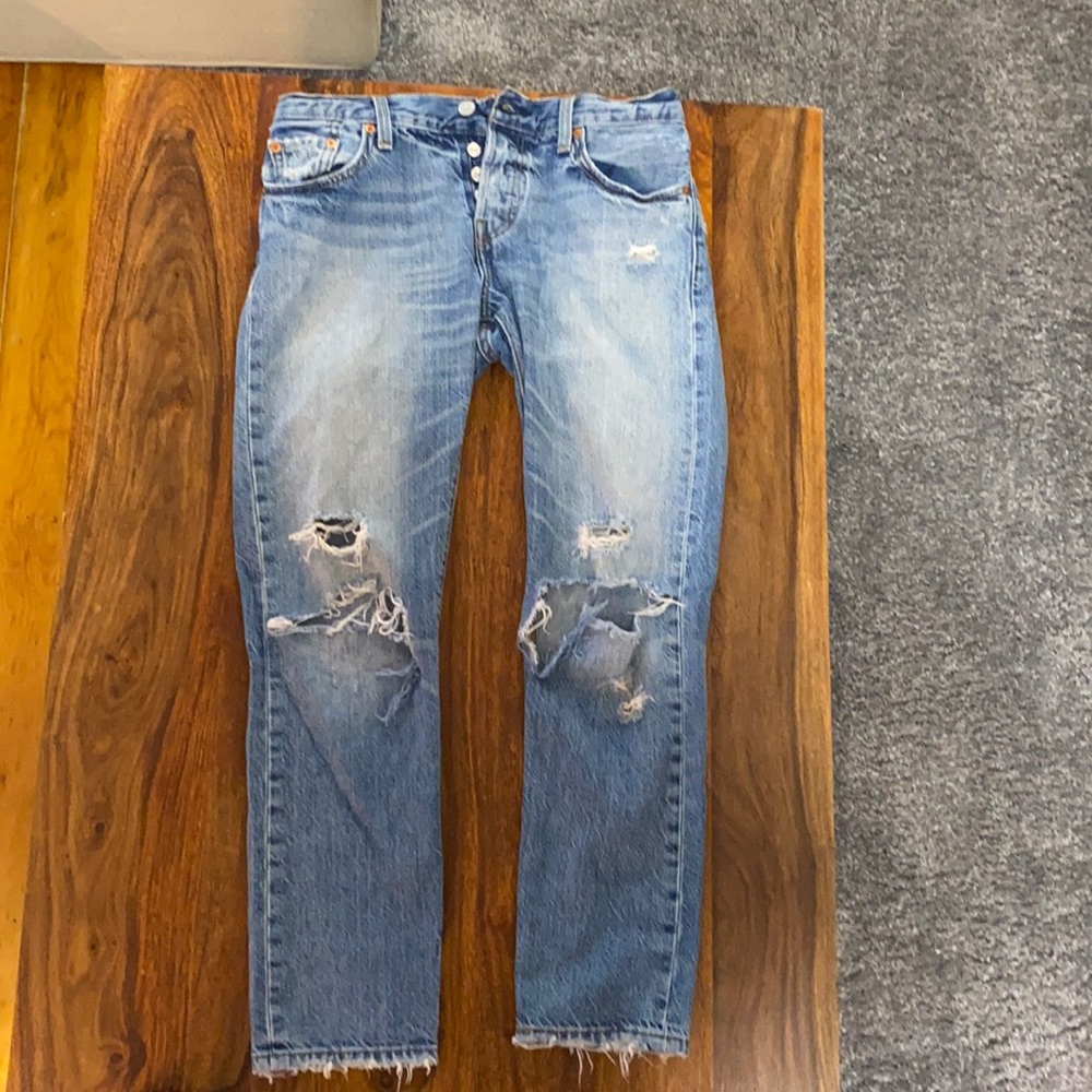 Levis 501 Distressed Denim